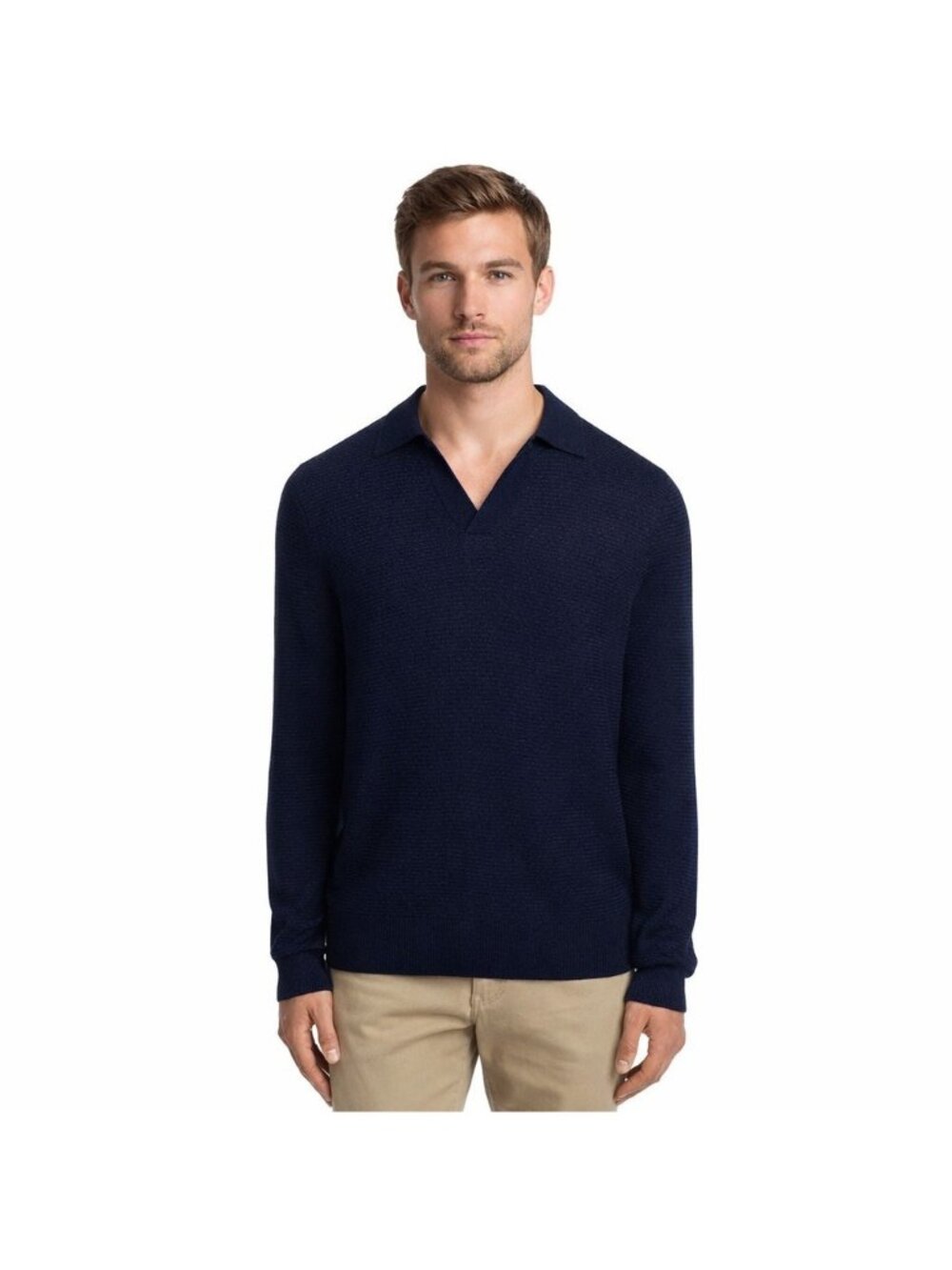 Vince Mens Size XL Navy Collared Long Sleeve Sweater 100% Merino Wool NEW